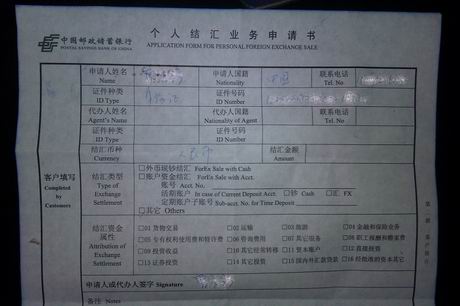 个人结汇业务申请书