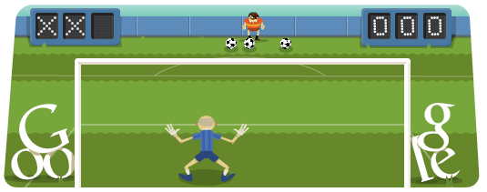 Google doodle:奥运足球点球互动小游戏 Google doodle:奥运足球点球互动小游戏