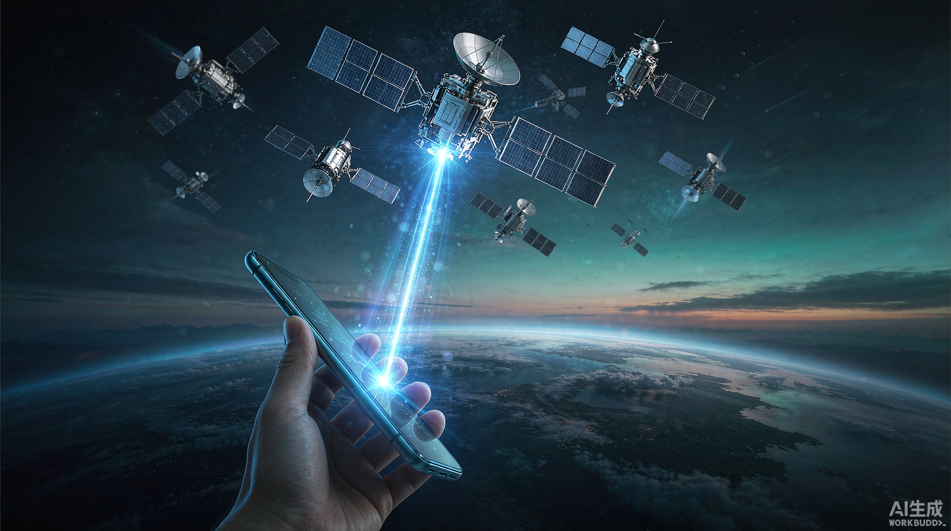 智能手机直连低轨卫星通信概念图